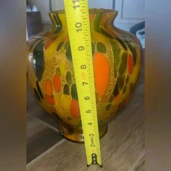 Vintage Maestri Vetrai Glass Vase Orange Confetti/Multicolored Made it Italy - Picture 4 of 5